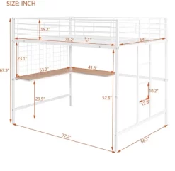 Full Size Metal Loft Bed With Desk And Grid - ModernLuxe -Children Furniture Store GUEST e9f6b97c bc69 4d3c be82 95653ebaef0a