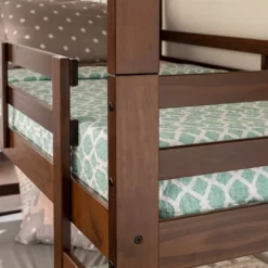 Twin Indy Solid Wood Triple Bunk Bed Walnut - Saracina Home -Children Furniture Store GUEST ea0f3219 673c 4bd7 a005 edae0b99a024