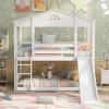 Twin Over Twin House Shaped Bunk Bed With Convertible Slide And Ladder-ModernLuxe -Children Furniture Store GUEST ea890d2e 4aa4 42de 8fb8 27e0969482b9