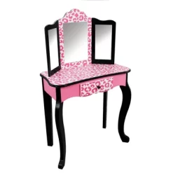 Fashion Leopard Prints Gisele Play Wooden Vanity Set Pink / Black - Teamson Kids -Children Furniture Store GUEST ed6443c6 0ae7 4f64 8d93 4da37504f1aa