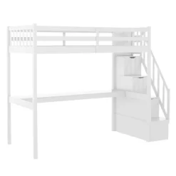 Twin Size Loft Bed With Staircase And Built-in Desk - ModernLuxe -Children Furniture Store GUEST ed673bdd 54c7 490a a7a2 709b1f4169b5