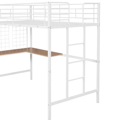 Twin Metal Loft Bed With Desk And Metal Grid - ModernLuxe 12 Twin Metal Loft Bed With Desk And Metal Grid - ModernLuxe - Image 10