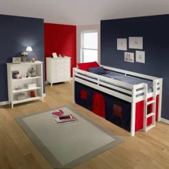 Twin Jasper Junior Loft Bed, White Frame And Playhouse Tent Blue/Red - Alaterre Furniture -Children Furniture Store GUEST f0b1ea93 474c 4402 8f07 d0033d29f8d4