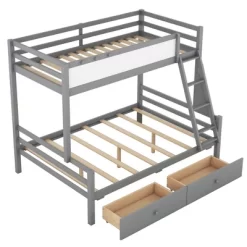 Twin Over Full Bunk Bed With Whiteboard, 3 Hooks And 2 Drawers-ModernLuxe 18 Twin Over Full Bunk Bed With Whiteboard, 3 Hooks And 2 Drawers-ModernLuxe -Children Furniture Store GUEST f1573c93 cc45 4f25 b10d 0a9b6250a363