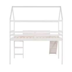 Twin Size House Shape Loft Bed With Slides, White - ModernLuxe -Children Furniture Store GUEST f1d8a154 63bf 467f 874d e416a0797b55