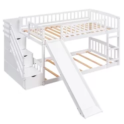 Stairway Twin Over Twin Bunk Bed With Two Drawers And Slide-ModernLuxe 28 Stairway Twin Over Twin Bunk Bed With Two Drawers And Slide-ModernLuxe -Children Furniture Store GUEST f1f21441 83b6 4a80 8036 efc8d6315241