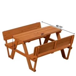 Gardenised Wooden Kids Picnic Table Bench With Backrest, Outdoor Children's Backyard Table, Crafting, Dining, And Playtime Patio Table -Children Furniture Store GUEST f28abc7c ac10 4e93 bc42 8c3af7974b27