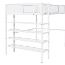 Metal Twin Size Loft Bed With 4 Shelves And Storage - ModernLuxe -Children Furniture Store GUEST f2bccca9 5ae4 4306 9596 bd1982511e52