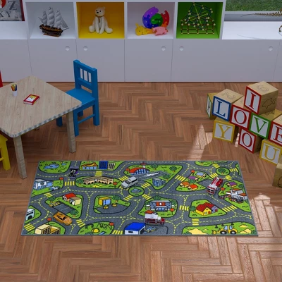 Jungtier Boy & Girl Kids Retro City Road Car Vehicle Traffic Educational Learning & Game Play Nursery Bedroom Classroom Rug Carpet, 2' 7" X 5' 0" 3 Jungtier Boy & Girl Kids Retro City Road Car Vehicle Traffic Educational Learning & Game Play Nursery Bedroom Classroom Rug Carpet, 2' 7" X 5' 0"