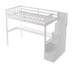 Twin Size Loft Bed With Staircase And Built-in Desk - ModernLuxe -Children Furniture Store GUEST f3893fbb 6642 421d 8d2b d4f40dbec53d