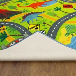 KC CUBS Boy & Girl Kids Dinosaur Dino Car Vehicle Traffic Road Educational Learning & Game Play Nursery Bedroom Classroom Rug Carpet -Children Furniture Store GUEST f4550659 1349 49f8 9447 b244a57c93a7