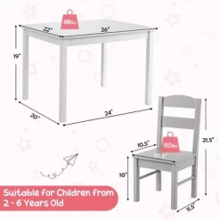 Costway Kids 5 Piece Table & Chair Set Wooden Children Activity Playroom Furniture Gift -Children Furniture Store GUEST f535b6e0 f7c8 4a71 89a9 b5bbb021b779