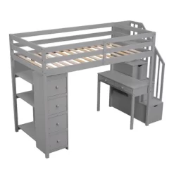 Twin Size Wooden Loft Bed With Storage Drawers, Desk And Shelves - ModernLuxe 15 Twin Size Wooden Loft Bed With Storage Drawers, Desk And Shelves - ModernLuxe -Children Furniture Store GUEST f5ae59eb d94d 4c72 9cb3 4da7fc7507bf