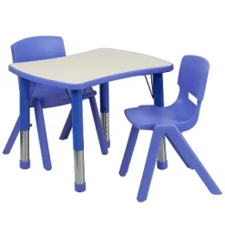 Emma And Oliver 21.875"W X 26.625"L Rectangular Plastic Height Adjustable Activity Table Set With 2 Chairs -Children Furniture Store GUEST f5c56560 2622 4040 bc8e 7ce9828ad495