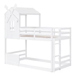 Twin Over Twin Bunk Bed With Roof, Window, Guardrails And Ladder - ModernLuxe -Children Furniture Store GUEST f687bcea 286a 4321 9c48 da2d1e3d549e