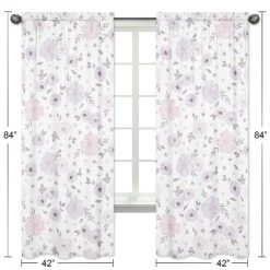 2pc Sweet Jojo Designs Watercolor Floral Window Panels Lavender/Gray -Children Furniture Store GUEST f726ad7e 30ac 4617 b23c f09044c8c54b
