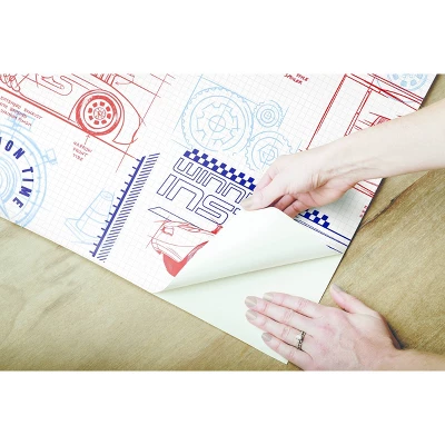 Disney Pixar Cars Schematic Peel And Stick Wallpaper Red/Blue - RoomMates 5 Disney Pixar Cars Schematic Peel And Stick Wallpaper Red/Blue - RoomMates - Image 3