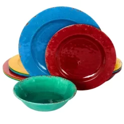 Gibson Studio California Mauna 12 Piece Assorted Crackle Decal Melamine Dinnerware Set -Children Furniture Store GUEST f835a310 56d5 415b a238 7d4100e6a83b