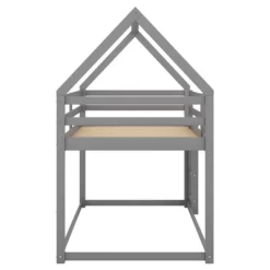 Twin Over Twin House Shaped Bunk Bed With Ladder And Guardrail-ModernLuxe -Children Furniture Store GUEST f9c52e77 7620 4ee9 b4b5 c634c209dd61