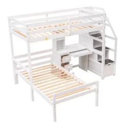 Twin Size Loft Bed With Separate Bed, Staircase For Storage, Desk, Shelves And Drawers - ModernLuxe -Children Furniture Store GUEST fa7b5471 a599 4429 8594 1bcc1ea84593