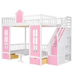 Full-Over-Full Bunk Bed With Changeable Table, Separable Bunk Bed Turn Into Upper Bed And Down Desk-ModernLuxe -Children Furniture Store GUEST fb38e1e5 f32f 401d bfc2 b07d4cb9e0d3