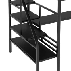 Metal Twin Size Loft Bed With Desk, Black - ModernLuxe 19 Metal Twin Size Loft Bed With Desk, Black - ModernLuxe -Children Furniture Store GUEST fd75ed43 868f 488f 939c 6919579c8983