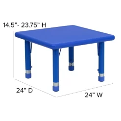 Flash Furniture 24" Square Plastic Height Adjustable Activity Table -Children Furniture Store GUEST fdf2af50 b140 476f ba13 f682a8c6f169 1