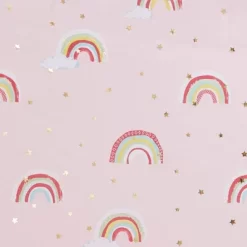 Natalie Rainbow With Metallic Printed Total Blackout Window Panel Pink - Mi Zone -Children Furniture Store GUEST ff1254e6 be59 4a18 b2ad e0eb4c710d07